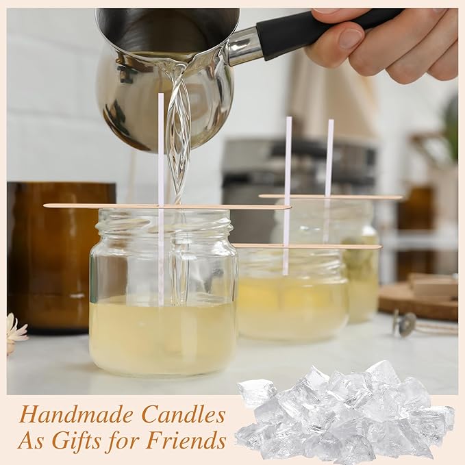 MTLEE 6 lb Gel Wax for Candle Making, Clear Jelly Candle Wax with Wooden Candle Wick Centering Device for DIY Candle Making Supplies