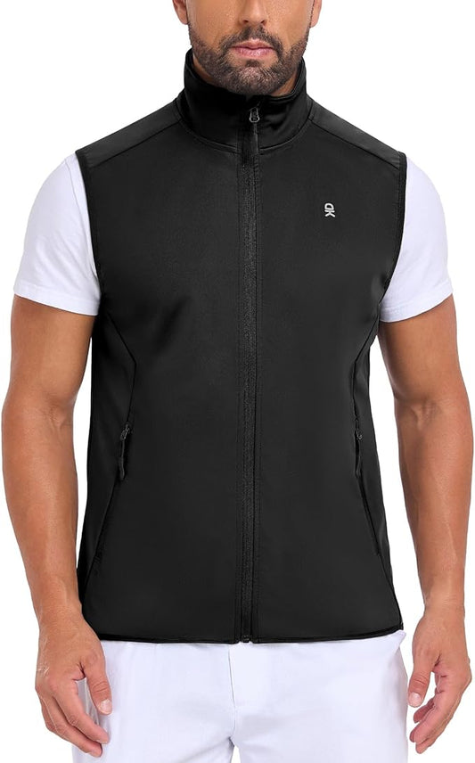 Little Donkey Andy Men's Water-resistant Outerwear Vests, Stretch Windproof Vest for Cycling, Running, Golf