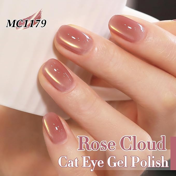 Double Rhythm 6 Colors Cat Eye Gel Polish Set Shimmer Glitter with Magnet Holographic Reflective Magnetic UV Nail Art Kit (6-Kit-51)