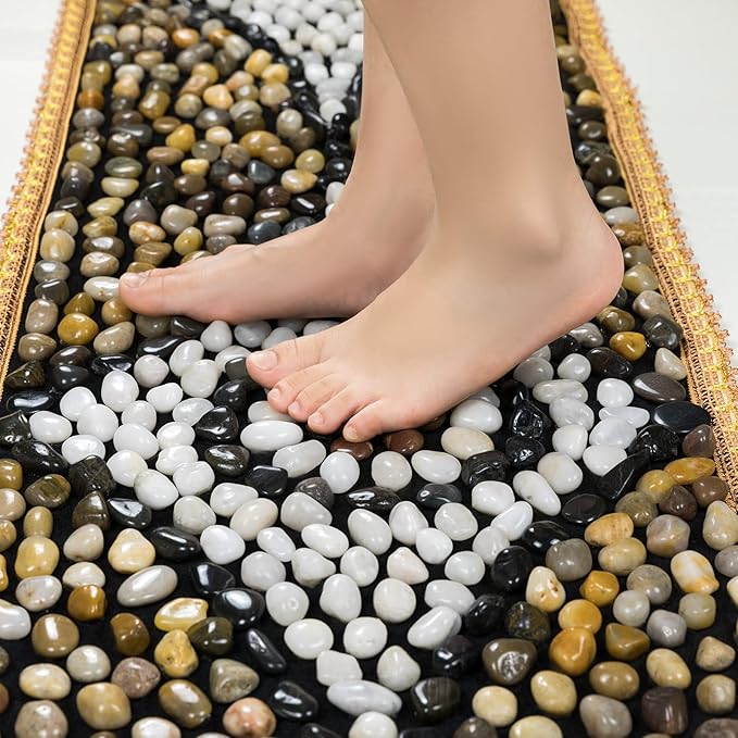 Pebbles Massage Mat, Reflexology Foot Massagers, Foot Pain Relief Massage Rock Pad, Relaxation Gifts for Parents or Friends (60"×15.7")