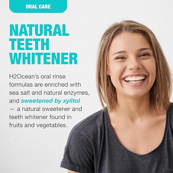 H2Ocean Healing Rinse Mouthwash - Great Tasting Sea Salt & Xylitol Mouth Wash for Fresh Breath & Dry Mouth - Alcohol & Fluoride Free - Arctic Ocean Mint 8oz (Pack of 2)
