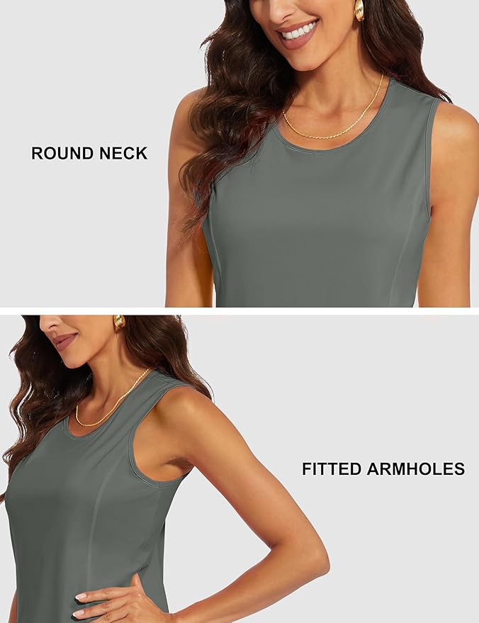 MAGCOMSEN Women's Sleeveless Workout Shirts UPF 80+ Dry Fit Running Wicking Tank Tops Athletic Gym Summer