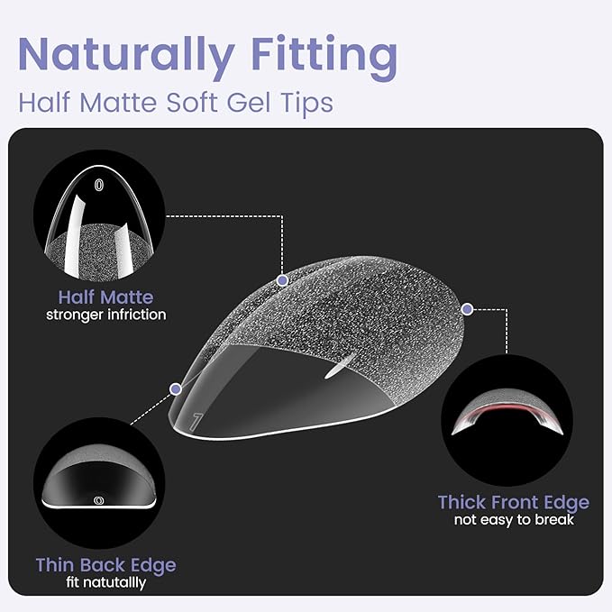 Medium Almond Nail Tips: 240PCS Soft Gel Clear Almond Pre-Shaped Nails Tips, 12 Sizes Full Cover Fake Press on Nails for Acrylic Nail Tip Home DIY Salon Nails