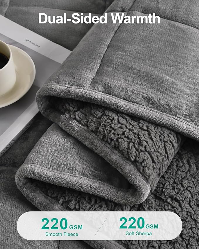 Super Fuzzy Soft Sherpa Fleece Weighted Blanket, 12 lbs Dual Sided Fluffy Heavy Weighted Blankets for Adults - No Bunching with Double Layers of Soft Inner Lining (48"x 72", 12 Pounds)