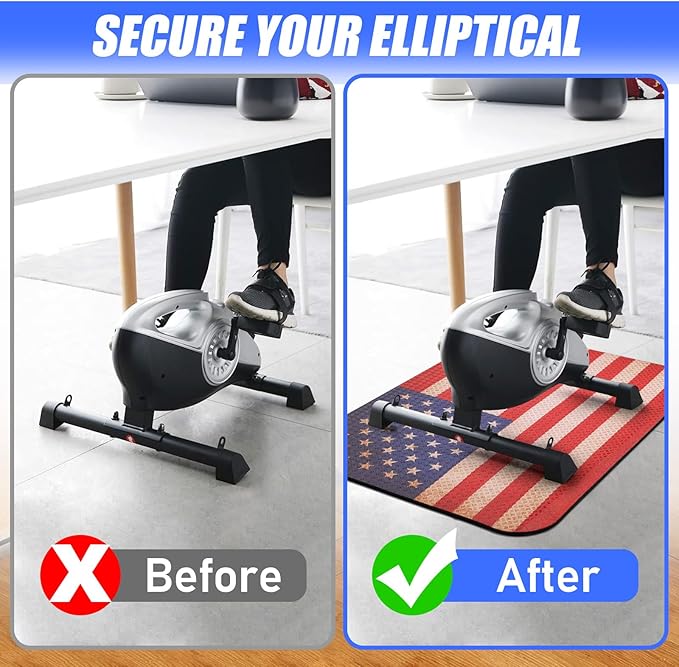 TOBWOLF Non-Slip Workout Mat for Ellipse Leg Exerciser, Ellipse Machine Mat, Exercise Mat for Under Desk Ellipticals, Suitable for Electric Seated Foot Pedal Exerciser, Stability & Floor Protection