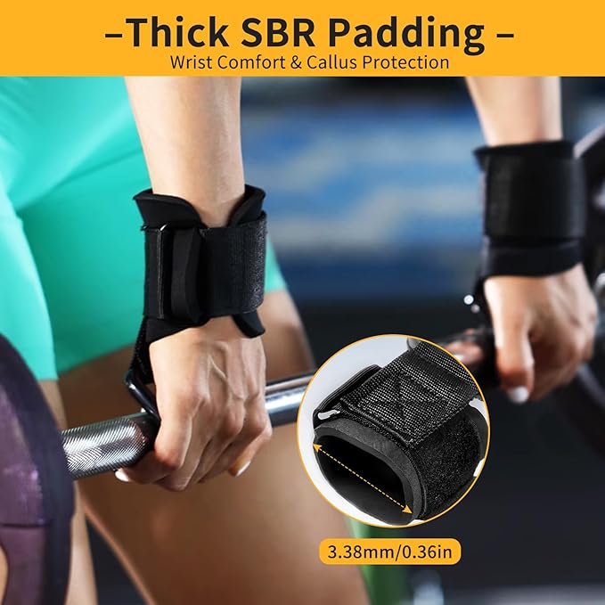 GPANDAG Weight Lifting Hooks and Lifting Grips for Men and Women(2 Pair), Lifting Straps Gym Grip for Weightlifting, Deadlifts, Pull-Ups, Strength Training, Wrist Wraps Hooks for Teen