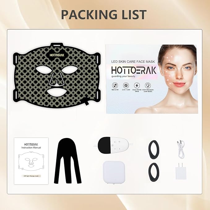 Red Light Therapy for Face, Two Drive Modes Red Light Mask with 850nm Near-Infrared for Travel Home Use