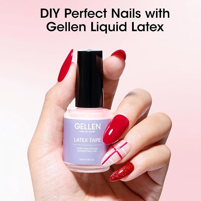 Gellen Liquid Latex for Nails, Peel Off Cuticle Guard for Nail Polish Skin Barrier Protector Nail Art Liquid Latex Tape for Manicure Home Salon 15ml Pink Cuticle Protectors Gifts for Women