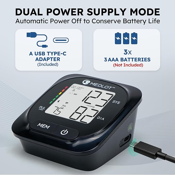 Upper Arm Blood Pressure Monitor for Home Use, Automatic BP Cuff (8.6”-16.5”), Digital Blood Pressure Machine with 2 Power Supply Modes, 2 Users, 150 Reading Memory
