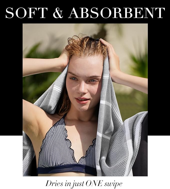 2 Packs Cotton Turkish Beach Towels Quick Dry Sand Free Oversized Bath Pool Swim Towel Large Extra XL Big Blanket Adult Travel Essentials Cruise Accessories Must Haves Clearance Vacation Stuff