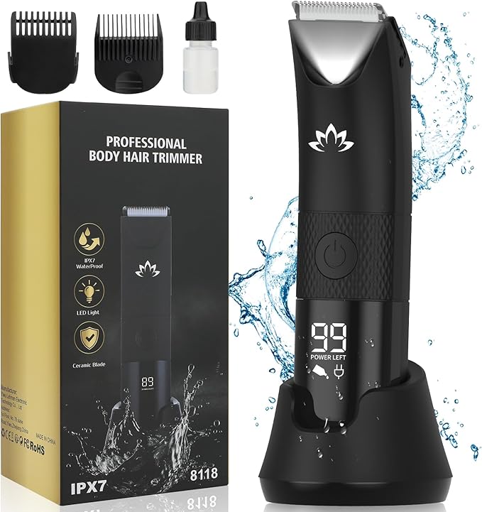Manscape Ball Trimmer for Men,Body& Pubic Hair Trimmer and Groin Hair Shaver, Bikini Trimmer Women,Smooth Shaving, Lightweight with Travel Lock, IPX7 Waterproof Wet/Dry Shaving, LED Display