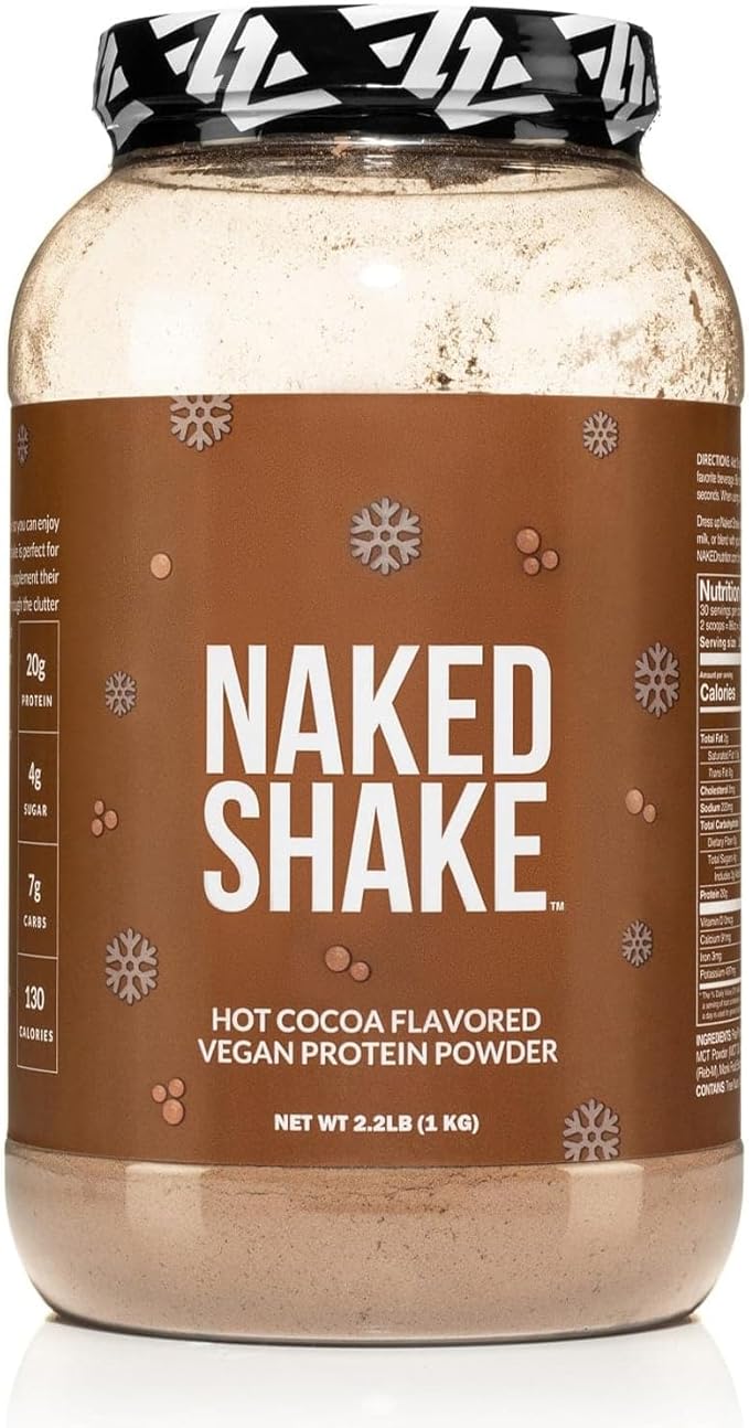 NAKED Shake - Hot Cocoa Protein Shake - Plant Based Protein Powder with Mct Oil - Gluten-Free, Soy-Free, No Gmos Or Artificial Sweeteners - 30 Servings