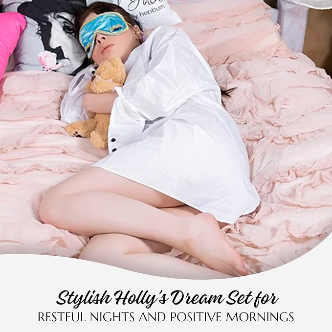Utopiat Audrey Hepburn Style Silk Sleep Mask & Ear Plugs with Tassel Set for Women | Cute Eye Mask Earplugs Sleeping Beauty Set Costume Accessory