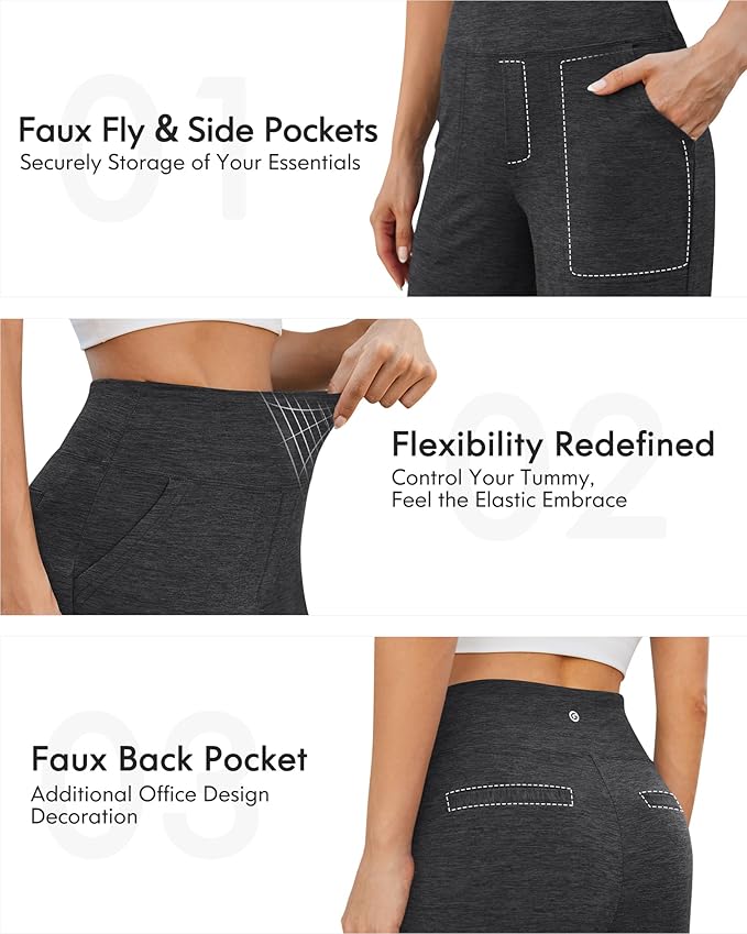 G4Free Yoga Pants Women Wide Leg Pants with Pockets High Waist Stretch Dress Casual Sweatpants Petite/Regular/Tall