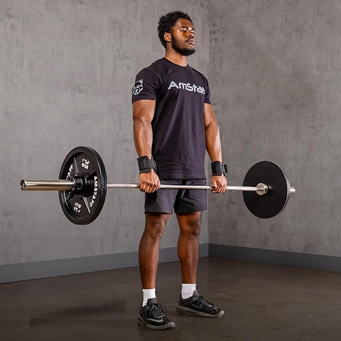 AmStaff Fitness Weight Lifting Hooks (Pair) - Gym Wrist Straps with Steel Hooks for Weightlifting, Pull-Ups, Deadlifts, Strength Training, and Fitness Workouts - Adjustable Neoprene Wrist Support