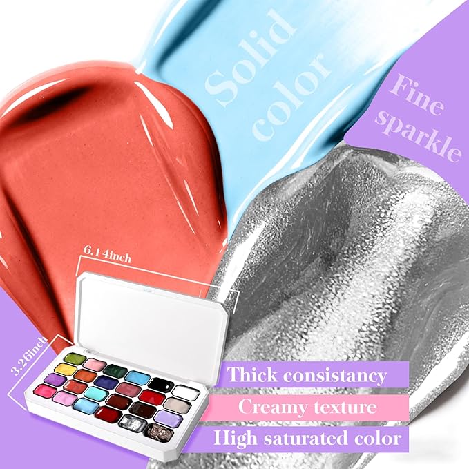 Gradient Painting Gel, 24 Bright Glitter Gold&Silver Black&White Pearlescent Colors Ombre Gel Nail Polish for Light Pigment Pat Nail Gel Kit French Manicure No-wipe DIY Nail Art Soak of UV B