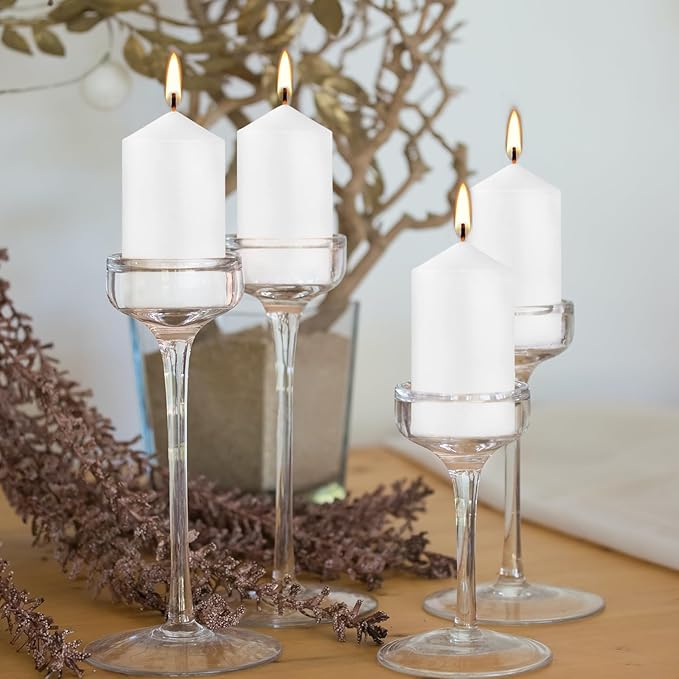 20-Pack 2 x 4 Long Burning Unscented White Tall Pillar Candles - Perfect for Home, Weddings and Special Events.