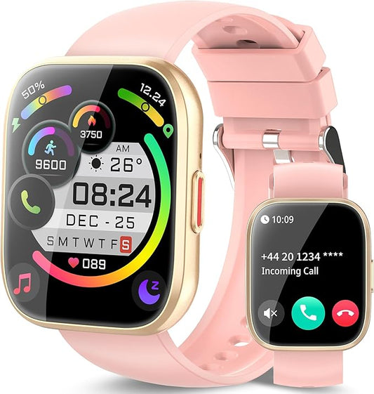 Smart Watch for Men Women Bluetooth Call, 2025 New 1.85" HD Smartwatch, Fitness Watch with 120+ Sport Modes, IP68 Waterproof, Heart Rate/Sleep Monitor, Pedometer, Activity Tracker for Android iOS,Pink