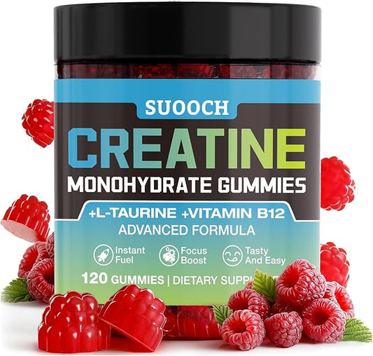 Creatine Gummies for Men & Women, 120 Count Raspberry Flavor Creatine Monohydrate Gummies, Creatine Monohydrate Supplement for Exercise, Fitness, Training, Work & Travel - Delicious, Portable
