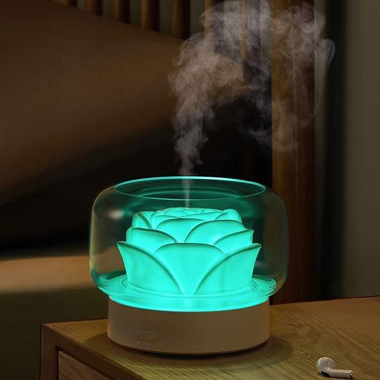 Diffusers for Essential Oils Large Room: SEVEYEE 500ml Aromatherapy Diffuser for Home Bedroom - Big Capacity Running 24 Hours Waterless Auto Off with 7 Colors Lights - White