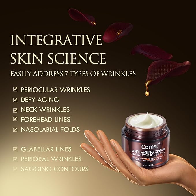 Collagen, Hyaluronic acid, Oligopeptides, Vitamin C, Retinol, Niacinamide, Ceramide - Anti-Aging Face Moisturizer for Face, Firming Skin Care,Neck & Upper Chest - Made in USA,1.7 fl.oz.