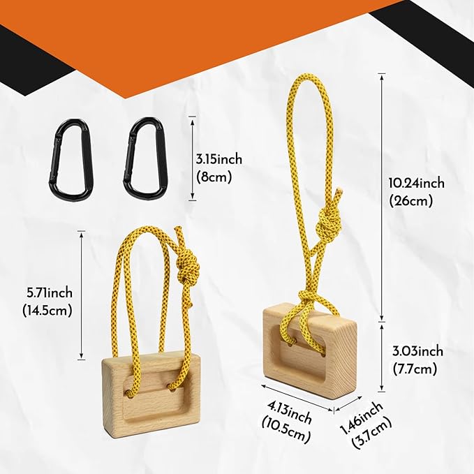 1 Pair Wooden Hangboard for Climbing Training – Dual-Pocket Grip Blocks for Finger Strength, Grip Power & Climbing Conditioning – Portable Beech Wood Fingerboard