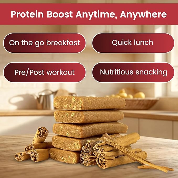 timbar Vegan Protein Bars 4 Pack | Plant Based- Energy & Nut Bars with 12g Protein | Gluten Free, Non-GMO, Dairy Free, Healthy On-the-Go Snack & Meal Replacement (4 Packs, Cinnamon Roll)