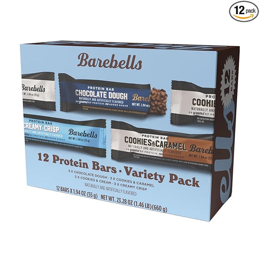Barebells Protein Bars People's Choice Variety Pack – 12 Bars, Nutritious Snacks with 20g of High Protein - Chocolate Treat with 1g of Total Sugars - Perfect on The Go Breakfast Bars