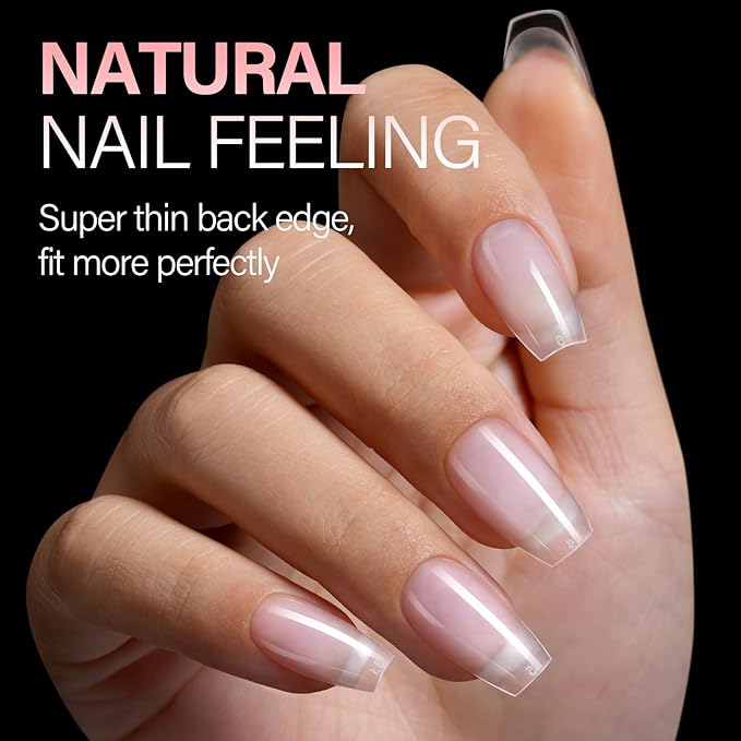 AILLSA Medium Coffin Nail Tips - Pre-shaped False Nail Tips Full Cover Matte Thickened Nails Tips, Fake Nails 450pcs 15 Sizes for DIY