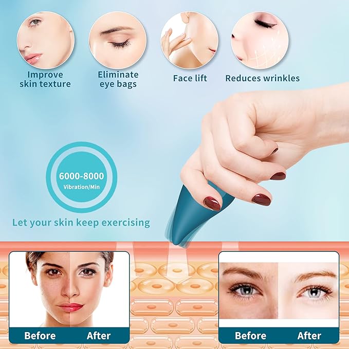 Handheld Water Drop Shape Facial & Eye Skin Care Tools - Personal Vibrating MaeDouy Mini Portable Massage Ball,for Improves Dark Circles,Eye Bags,and Fine Lines,Facial Skin Laxity and Aging-Dark Green