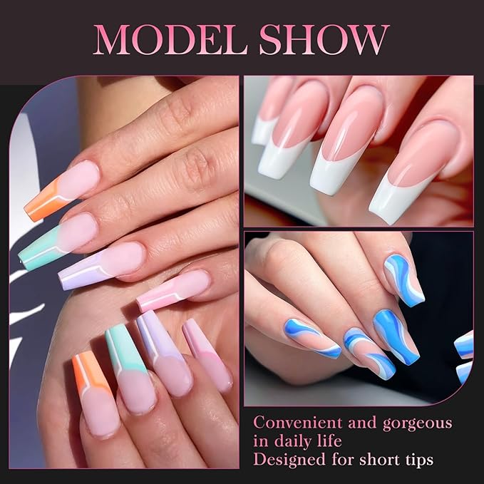 krofaue 500PCS Half Cover False Nails Tips - Acrylic Nail Tips 10 Sizes Lady French Style Acrylic Artificial Tip Manicure with Box for Nail Tips Art Salons and Home DIY