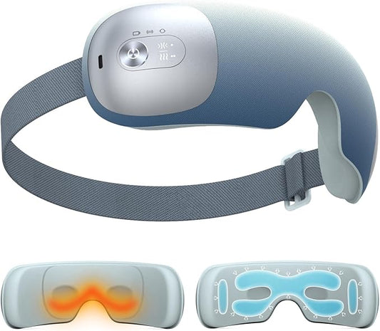 Ultra Light Eye Massager with 2 Level Heat, 120 Mins Uses, 3 Air Compression & Massage Modes, Heated Eye Mask with Bluetooth Music for Migraine Relief, Strain and Dry Eyes, Eye Relief for Women Men