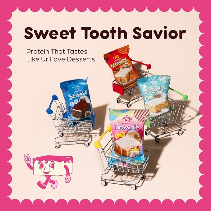 Prime Bites Protein Brownie, High Protein, Collagen Fortified Low Sugar Treat, Delicious Snack - 12 Bars per Box (Birthday Cake Blondie)