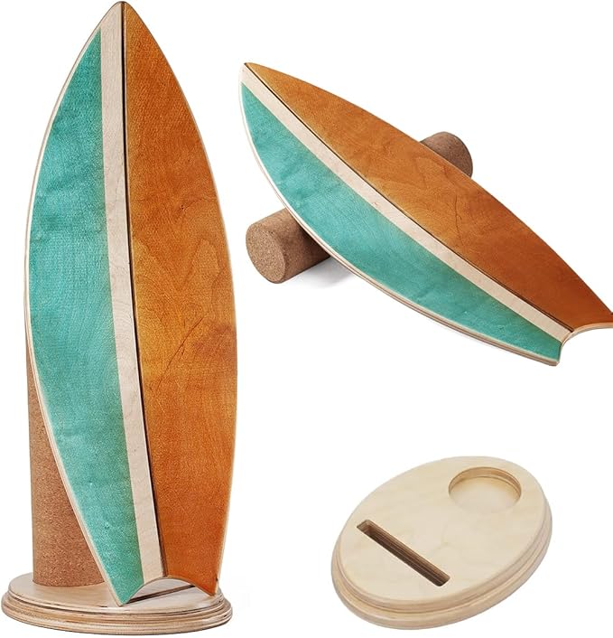 Balance Board Indoor Surfboard Surf Style Home Fitness with Wheel for Exercise, Athletic Training and Board Sports - Fun Workout Equipment For Balance, Stability and Improving Core Strength