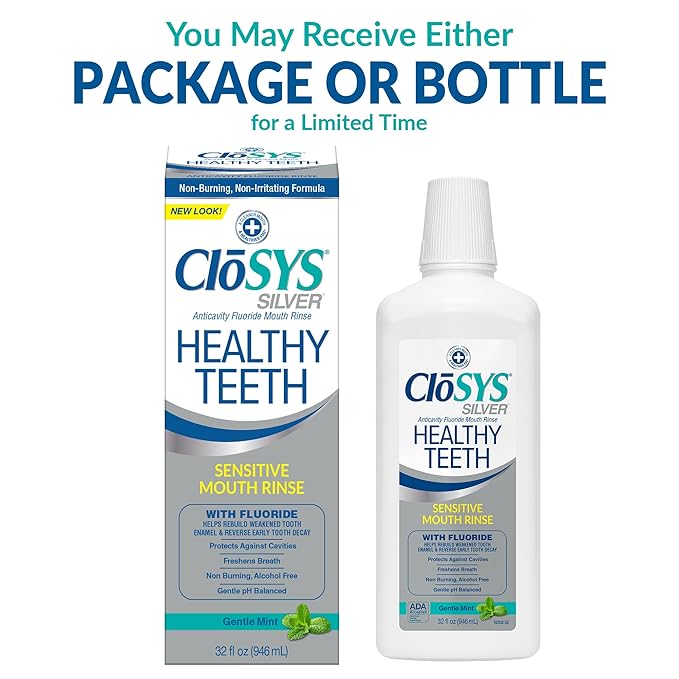Closys Healthy Teeth Anti-Cavity Oral Rinse Mouthwash with Fluoride, Non-Burning, Non-Irritating – 32 Fl Oz (Pack of 3)