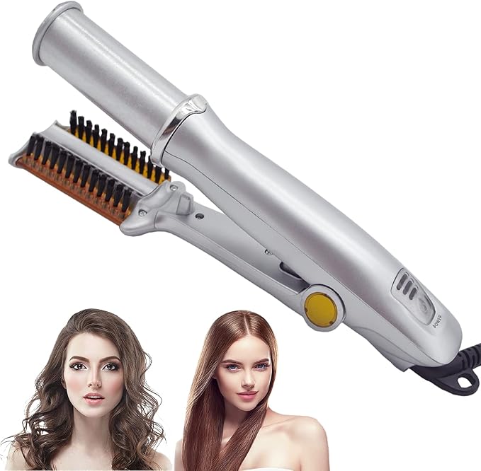 Fast & Easy 2 in 1 Hair Style Tool, 3 Heat Levels for Frizz-Free, Adapt to All Hair Type, Dual Voltage, Lightweight Iron