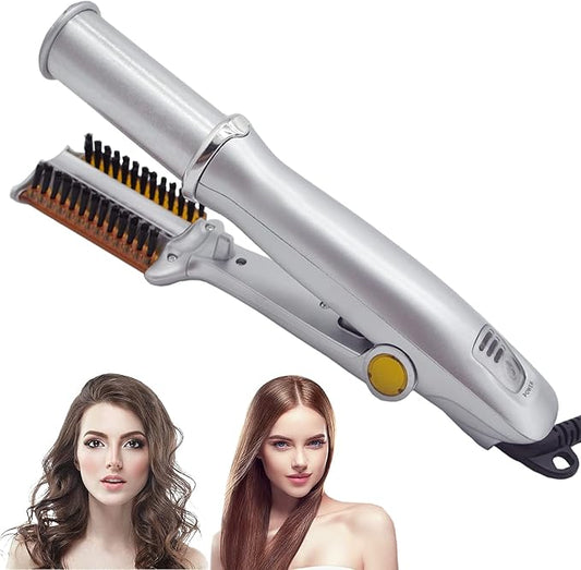 Fast & Easy 2 in 1 Hair Style Tool, 3 Heat Levels for Frizz-Free, Adapt to All Hair Type, Dual Voltage, Lightweight Iron