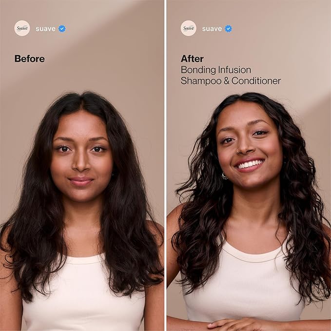 Suave Bonding Infusion Repairing Shampoo 2-Size Bundle, Intense Moisture Restores Shine & Resilience to Weak, Damaged Hair