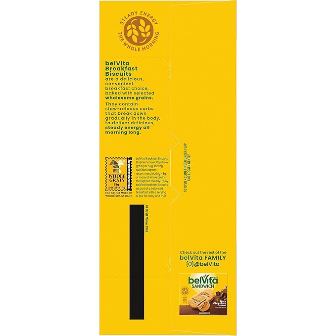 belVita Breakfast Bars Biscuits, Blueberry, Value Pack, 12 Packs (4 Biscuits Per Pack)