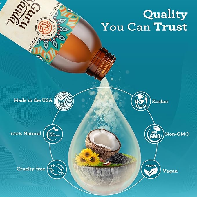 GuruNanda Original Oil Pulling Mouthwash, Promotes Deep Cleaning, with Coconut & Sesame for Teeth & Gum Health & Fresh Breath, with Tongue Scraper, Alcohol-Free, 8.45 Fl Oz