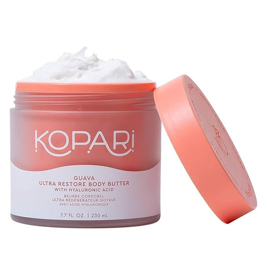 Kopari Ultra Restore Body Butter, Whipped Lightweight Formula, Hyaluronic Acid & Mango Seed Butter, Deep & Long-Lasting Moisture, Guava 7.7 oz