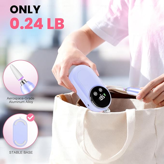 Professional Nail Drill, 50000RPM High-Performance Rechargeable Electric Nail File for Fast Acrylic/Gel Removal & Shaping, E File with Bits & Anti-Slip Pad for Home & Salon Use, Perfect Gift