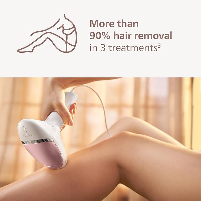 Philips Lumea 8000 Series IPL Hair Removal Device - Permanent Visible Hair Reduction Done at Home, SenseIQ Technology, 2 Attachments for Body & Face, for Women & Men, BRI932/03