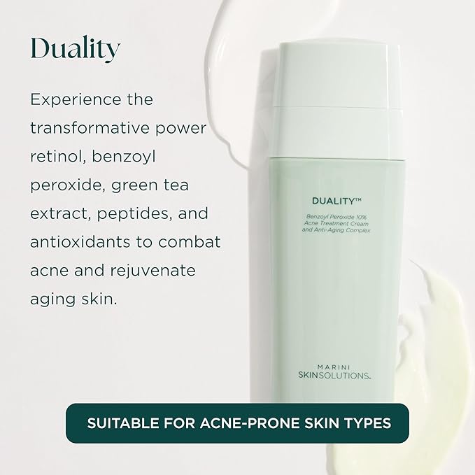 Duality - Benzoyl Peroxide 10% Acne Treatment Cream & Anti-Aging Retinol - Reduce the Appearance of Acne, Blemishes, Fine Lines, Wrinkles - Cruelty Free - Made in the USA - 1 oz