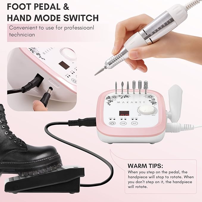 Makartt Nail Drill - Professional 35000RPM Electric Nail File Machine, Genesie Nail Efile with LCD Screen, Drill Bit Set for Acrylic Gel Nail Removing Shaping Polishing Nail Tech Salon Home DIY Use