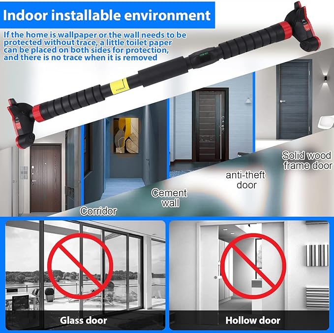Pull Up Bar, Adjustable Strength Training Bars Without Screw, Adjustable Width Chin Up Bar for Doorway, Max Load 440 Lbs