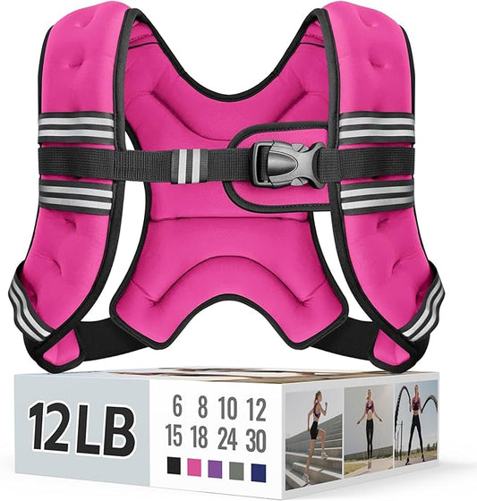 Weighted Vest for Women & Men with Reflective Stripe and Adjustable Buckle, Comfortable & Durable Rucking Vest for Walking, Running & Strength Training