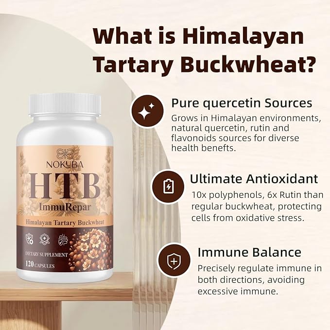 Himalayan Tartary Buckwheat Supplement with Quercetin, Zinc, Rutin, Vitamin C, D, Curcumin for Immune Support & Antioxidant & Gut Health - 360 Vegan Capsules
