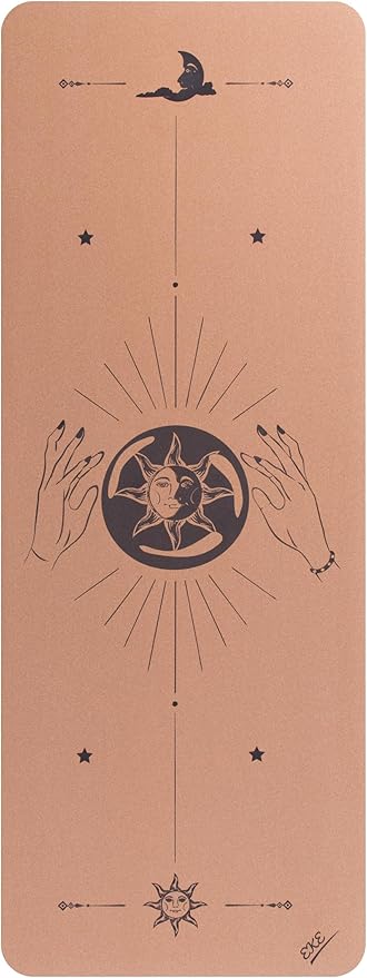 EKE Cork Yoga Mat with body Lines- Non-Slip Sweatproof Surface - 100% Recycleable Materials - Eco Friendly - Made of Cork & TPE - Ideal for Hot Yoga