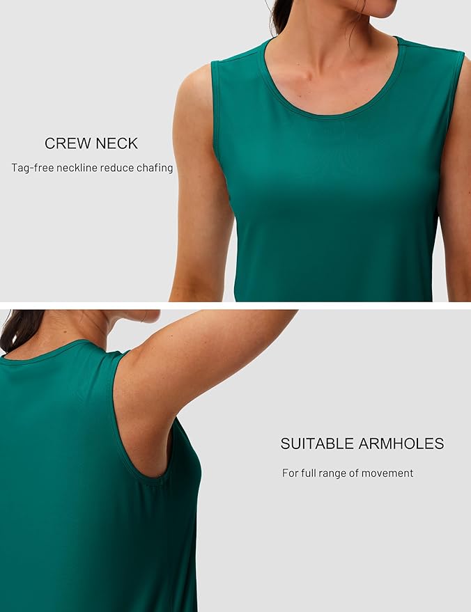 MAGCOMSEN Women's Workout Tank Top Athletic Muscle Sleeveless Crew Neck Shirt UPF 80+ Moisture Wicking Gym Running